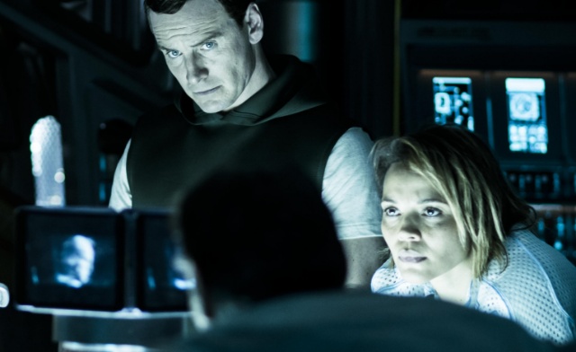 The Covenant crew observe an Engineer hologram in new movie still!