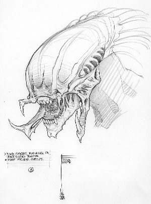 Early Predalien concept art from AvP: R