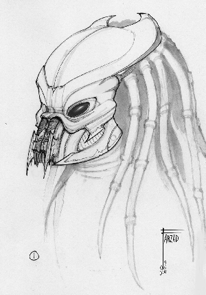 Early Predator concept art from AvP: R
