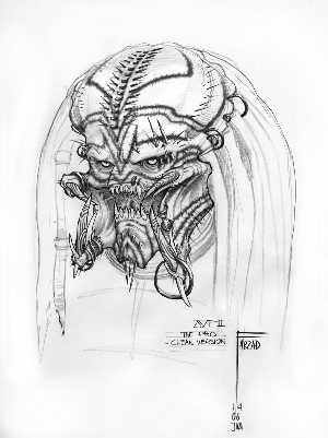 Early Wolf Predator concept art from AvP: R