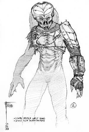 Early Wolf Predator concept art from AvP: R