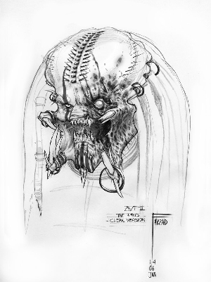 Early Wolf Predator concept art from AvP: R
