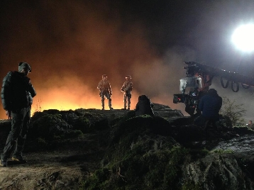 Godzilla 2014 Night Shoot Set Photo