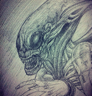 Homage to HR Giger's early Alien design
