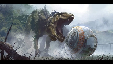 Jurassic World Indominus Rex vs. Gyrosphere Concept Art