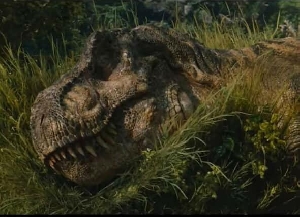 JW Rebirth T-Rex sleeping scene