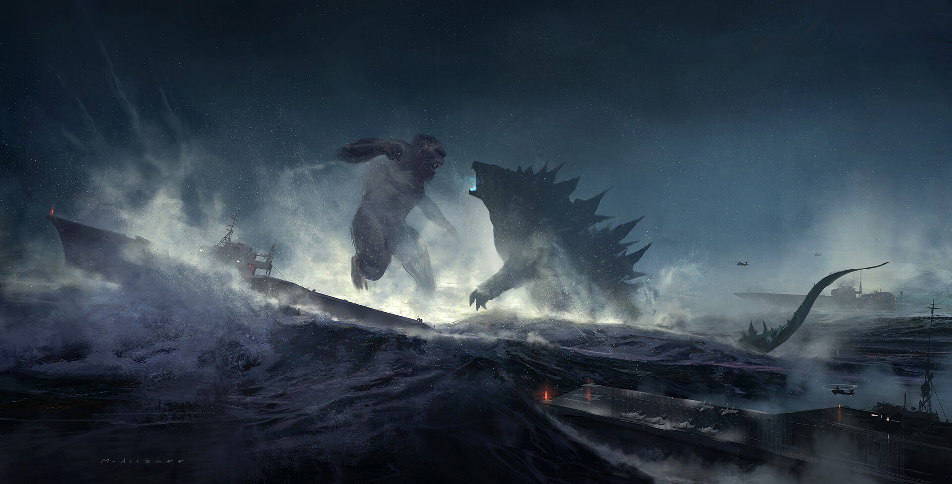 Godzilla vs. Kong concept art by Matt Allsopp