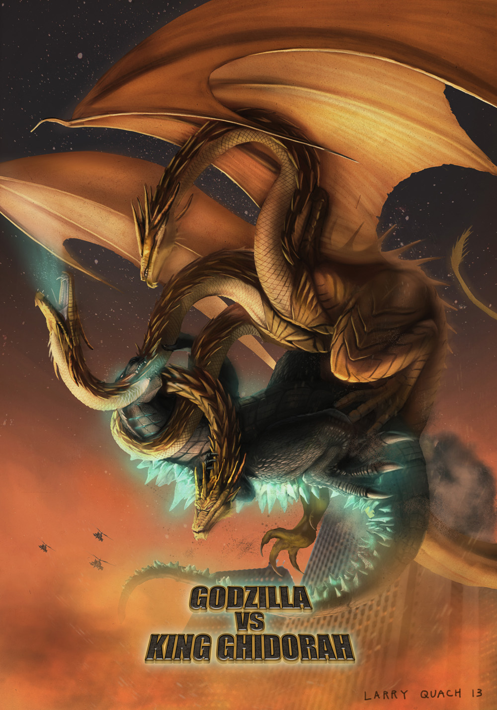 New Godzilla vs. King Ghidorah Poster - Art by Larry Quach