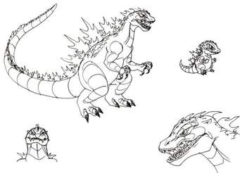 How i draw a Godzilla and a baby Godzilla.