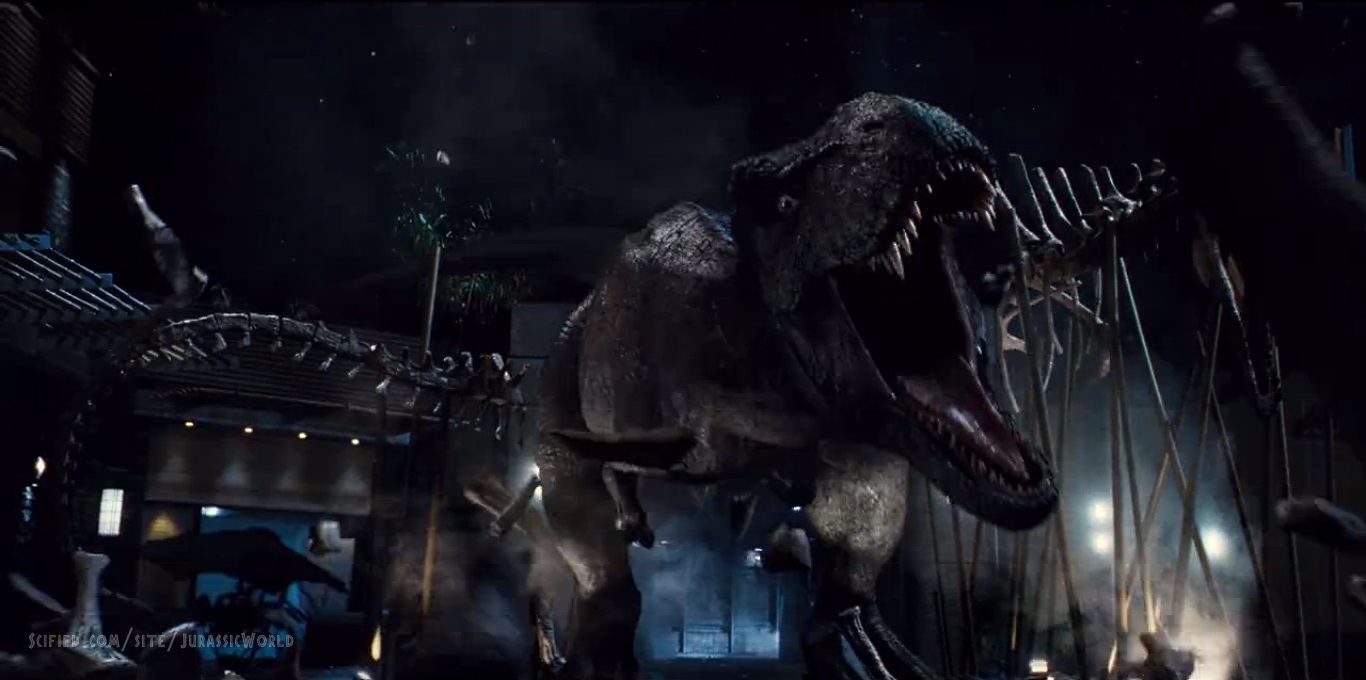 Jurassic World T-Rex Roars before battle with the Indominus Rex