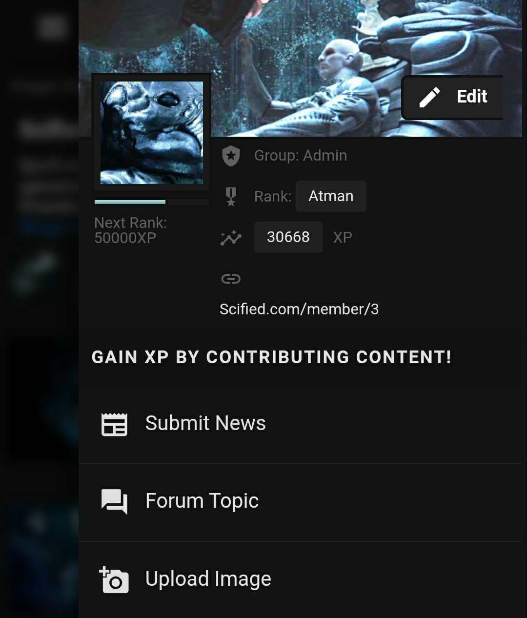 Image for Earn XP points when you post on Scified